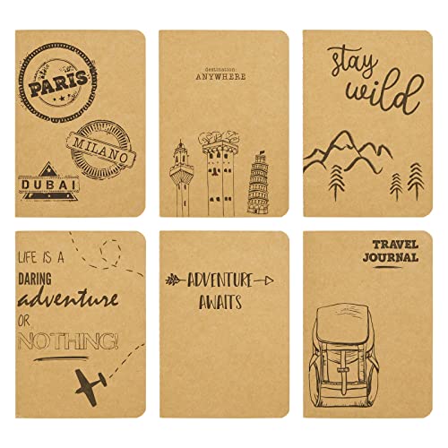 12 Pack A6 Kraft Notebooks, Kids Travel Journal, 80 Lined Pages (4 x 5.75 In)