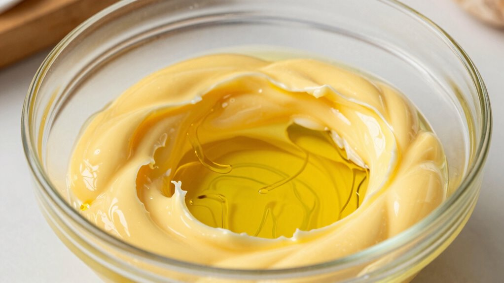 add oil gradually slowly