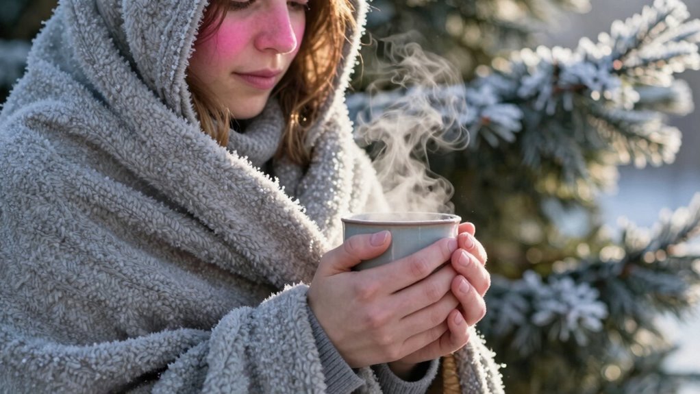 layered clothing warm drinks