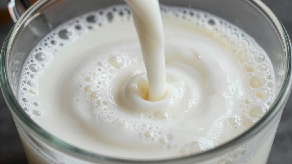 focus on milk texture